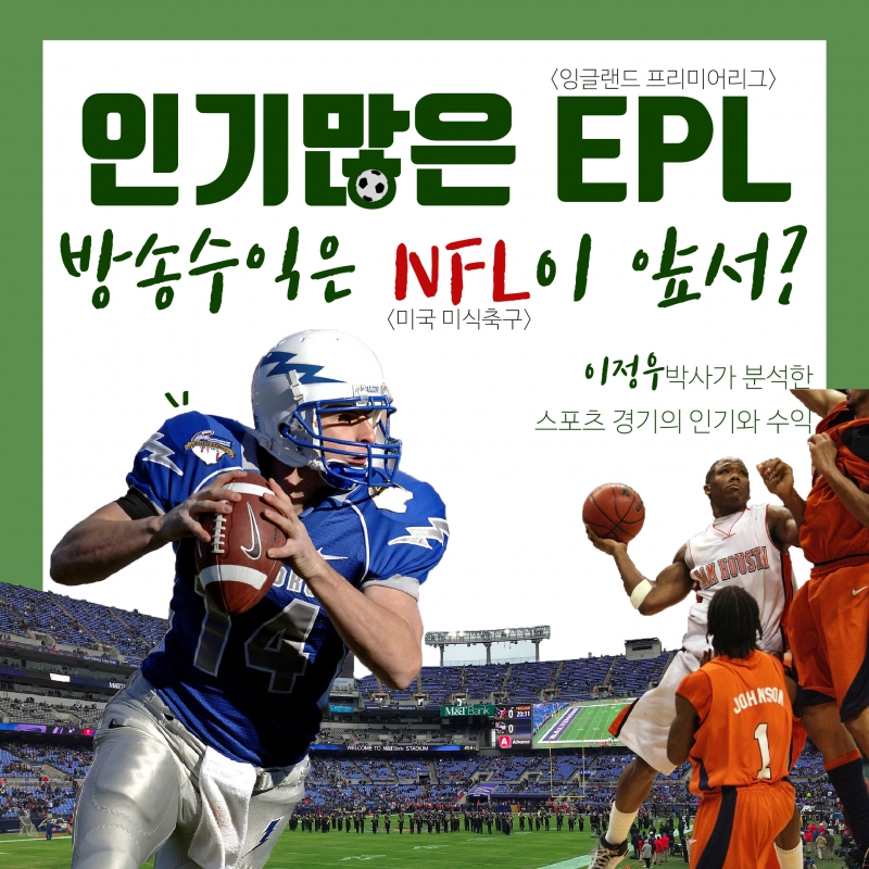 [숫자로 보는 스포츠] 인기많은 EPL,방송수익은  NFL이 앞선다?